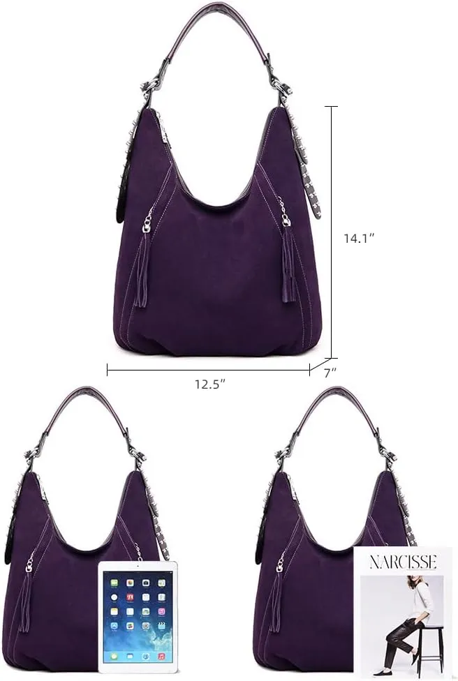Yohora Womens Tote Bag Roomy Shoulder Purse Genuine Leather Hobo Handbag Work Travel Top Handle Bag with Tassel