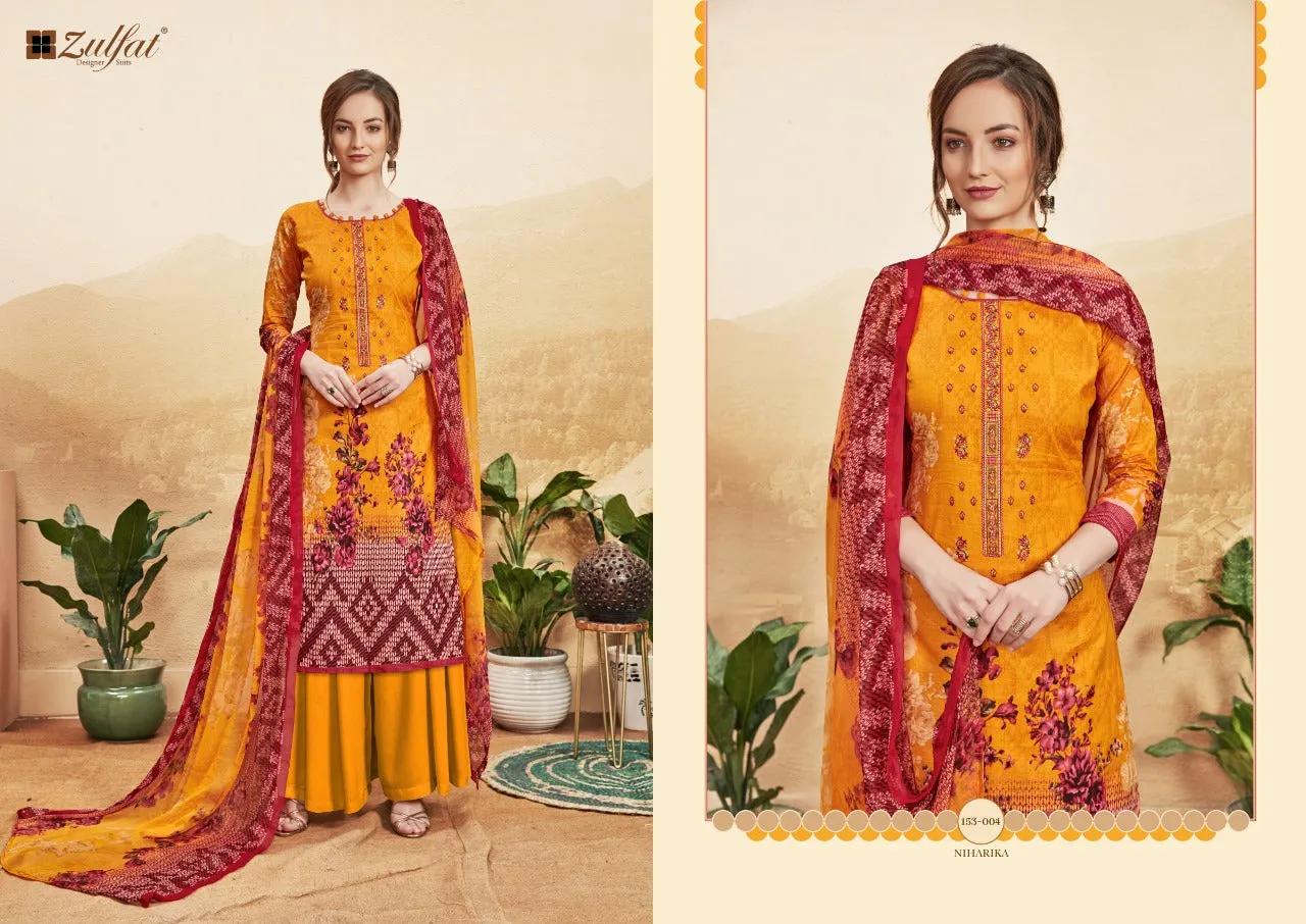ZULFAT DESIGNER NIHARIKA PURE COTTON DIGITAL HEAVY EMBROIDERY SUIT