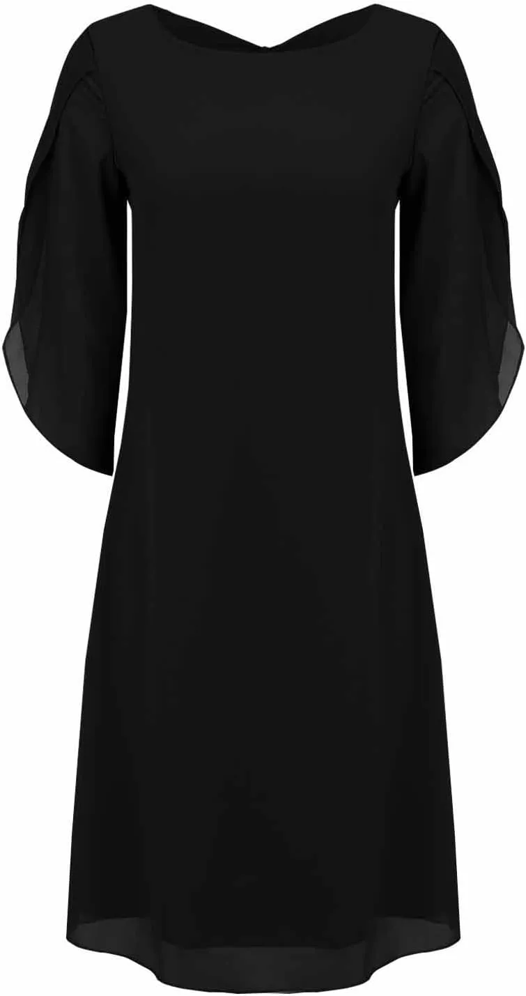 ZYXTIM Womens Chiffon Dresses Flutter Sleeve Winkle Free Casual Smart Office Work Dress Plus Size Flowy Shift Mini Dress