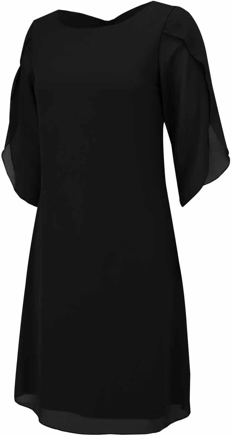 ZYXTIM Womens Chiffon Dresses Flutter Sleeve Winkle Free Casual Smart Office Work Dress Plus Size Flowy Shift Mini Dress